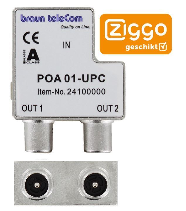 Braun Telecom POA 01 B UPC Opdruk 2v IEC verdeler male | InterTronics